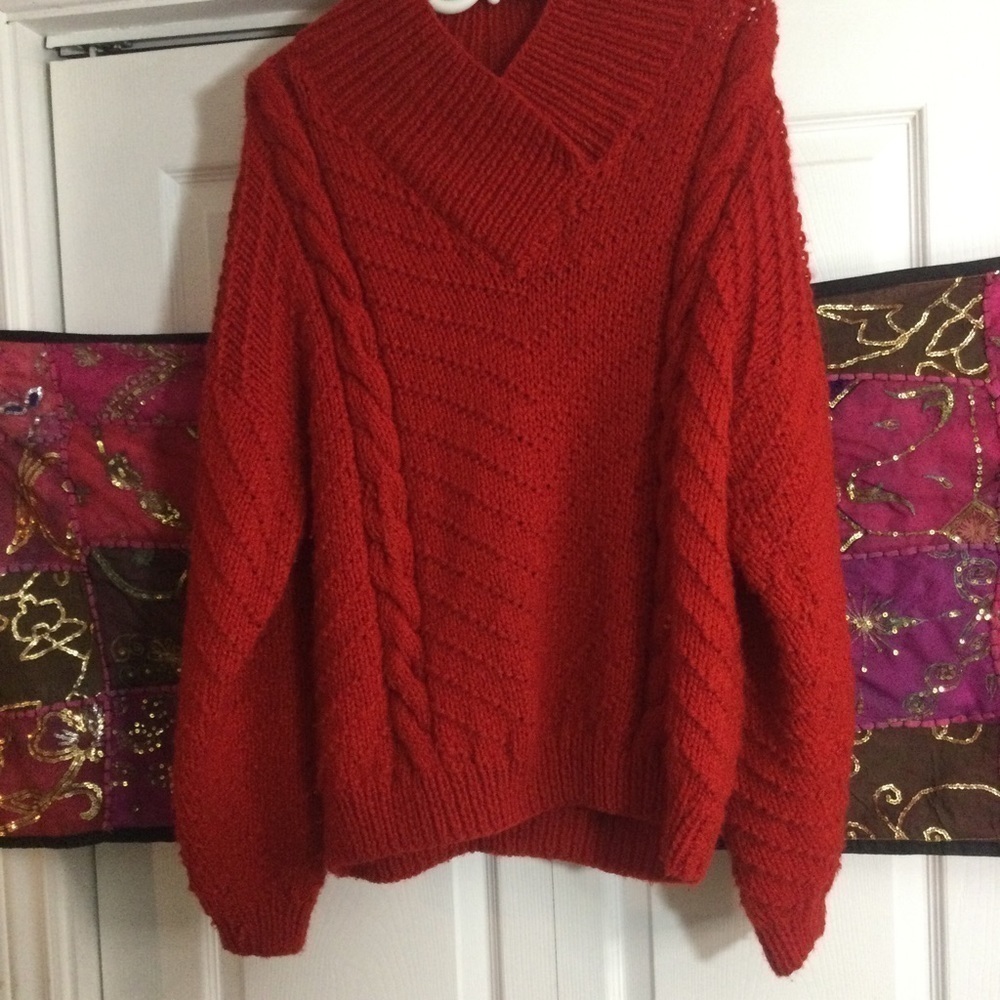 Chunky red winter sweater